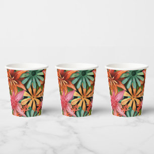 Vasos De Papel tropical/hawaiano/floral/floral