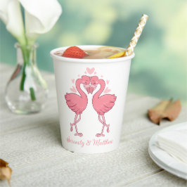 Vasos De Papel Tropical Pink Flamingo Hawaiian Beach Wedding