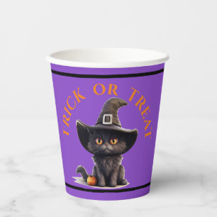 Vasos De Papel Truco de Halloween o Gorra de bruja de gato negro