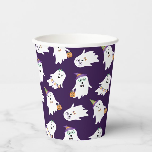 Vasos De Papel Truco O Tratamiento De Fantasmas De Halloween (Anverso)