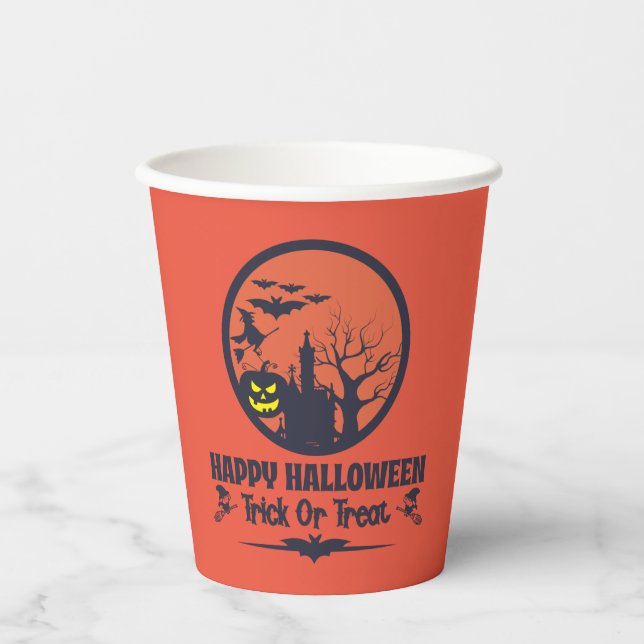 Vasos De Papel Truco O Tratamiento De Halloween (Anverso)