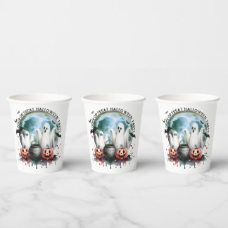 Vasos De Papel Truco o trato de fiesta de HALLOWEEN Dos fantasmas