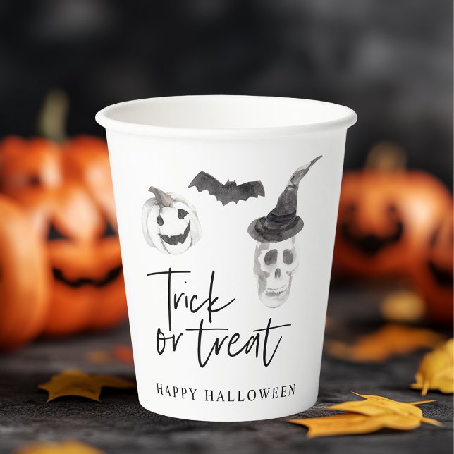 Vasos De Papel Truco o trato espeluznante | Fiesta de Halloween (Subido por el creador)