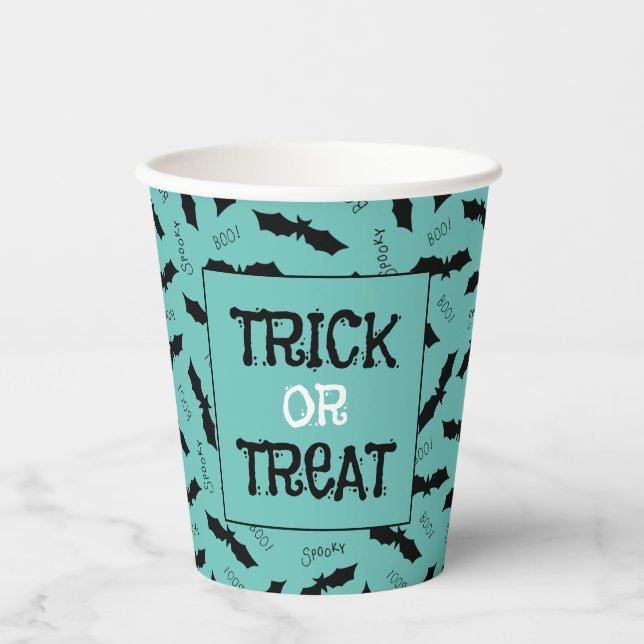 Vasos De Papel Truco o truco de la fiesta de Halloween (Anverso)