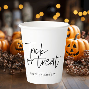 Vasos De Papel Truco Y Tratamiento Mínimo Modernos   Feliz Hallow