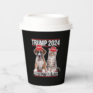 Vasos De Papel Trump 2024 Protege Nuestros Animales Gatos Perros 