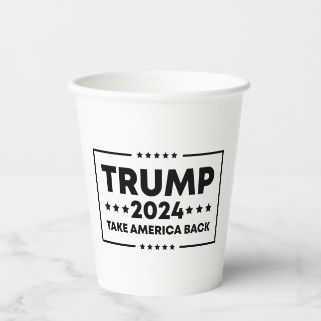 Vasos De Papel Trump 2024: Trump recuperará a Estados Unidos (Anverso)