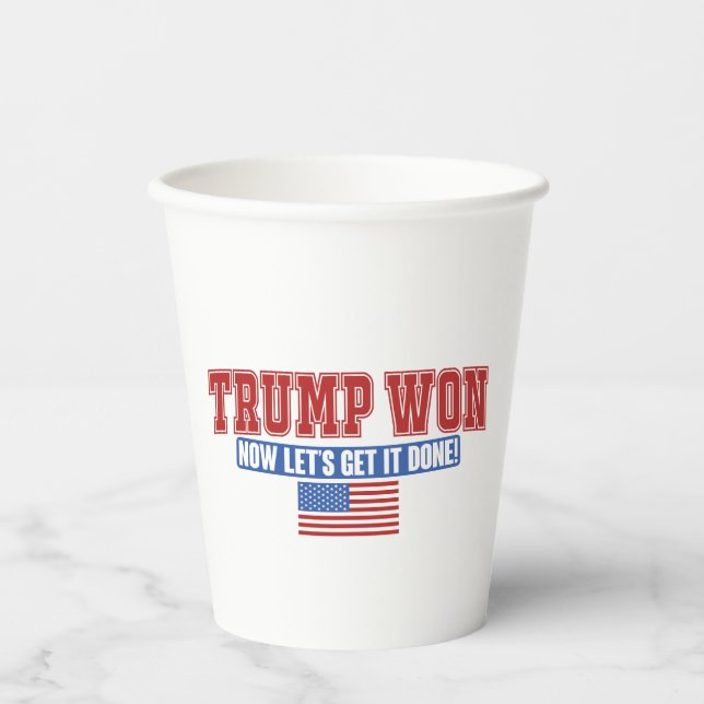 Vasos De Papel Trump ganó ahora (Anverso)