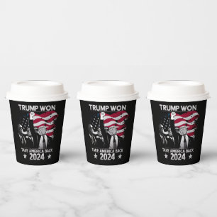 Vasos De Papel Trump Ganó De Nuevo Toma América De Vuelta 2024