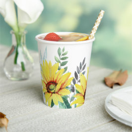 Vasos De Papel Tubo de ducha de bebé de papel con girasoles acuát