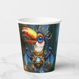 Vasos De Papel Tucán steampunk iluminado por la luna.