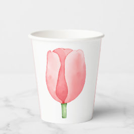 Vasos De Papel Tulipan acuarela rosa