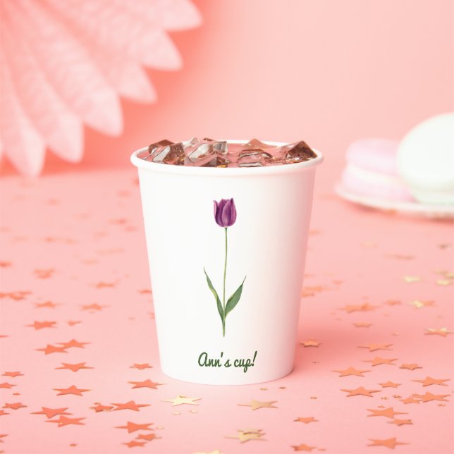 Vasos De Papel Tulipán Morado Elegante Personalizado (in situ)