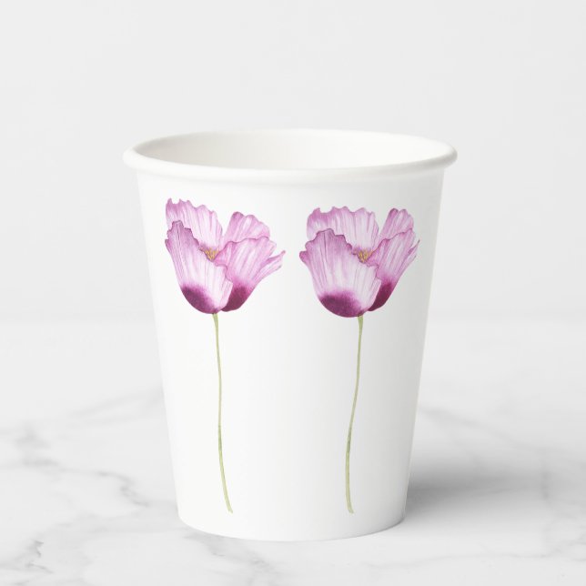 Vasos De Papel Tulipanes de gradiente púrpura ilustrados a mano (Anverso)