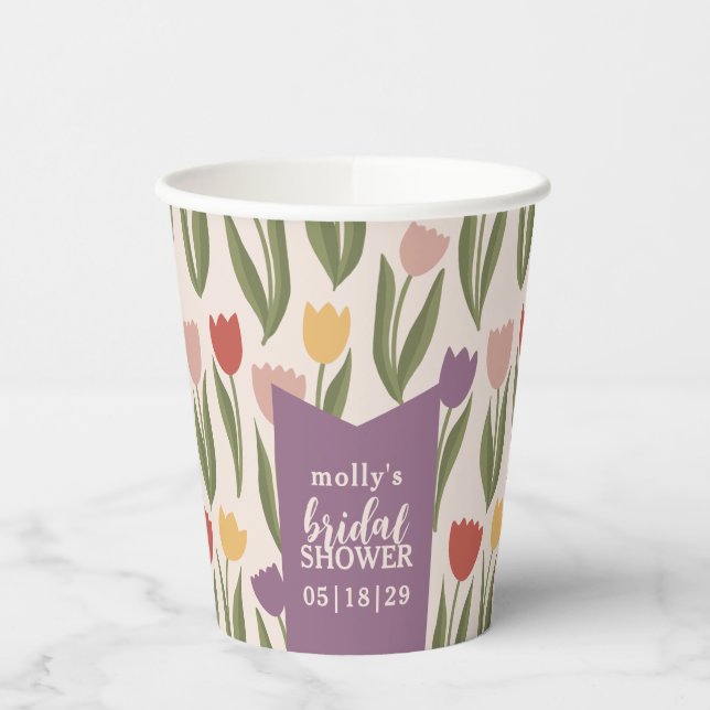 Vasos De Papel Tulipanes Despedida de Soltera Personalizados  (Izquierda)