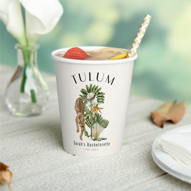 Vasos De Papel Tulum Leopard Tropical Bachelorette Weekend (in situ)
