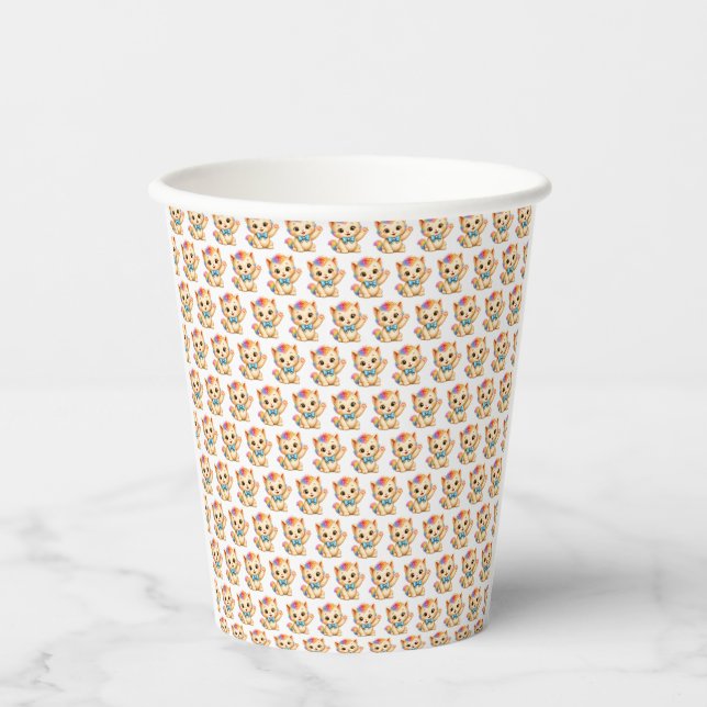 Vasos De Papel Tumble el Gatito Arcoíris  (Anverso)