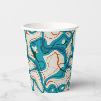 Vasos De Papel Turquesa y Red Swirls