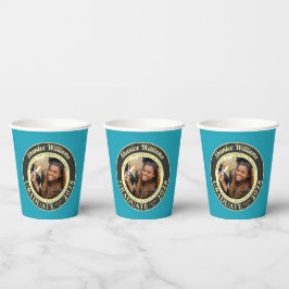 Vasos De Papel Turquoise Photo Modern Graduation Party
