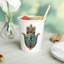 Vasos De Papel Turquoise Third Eye Hamsa