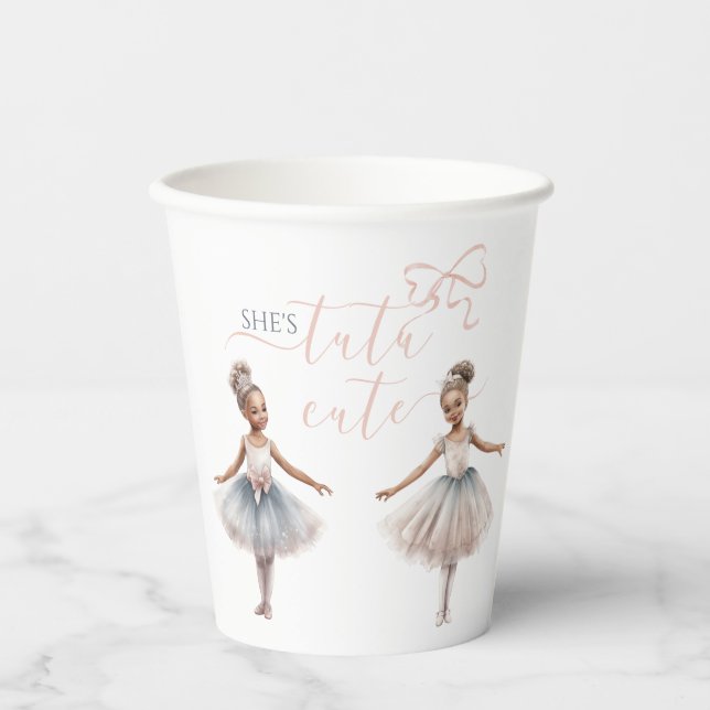 Vasos De Papel Tutu Cute Elegant Ballerina Watercolor Cumpleaños (Anverso)