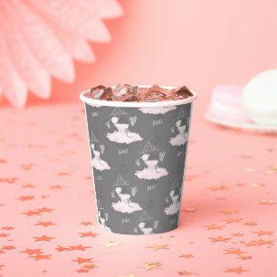 Vasos De Papel Tutu de Bailarina de Ballet Rosa y Gris Fiesta de