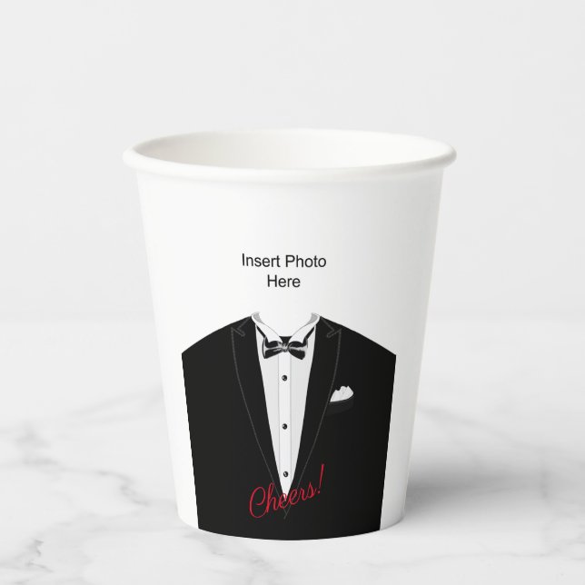 Vasos De Papel Tuxedo con tazas de papel facial personalizado (Anverso)