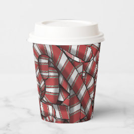 Vasos De Papel Twided Red Striped Abstract Candy Canes
