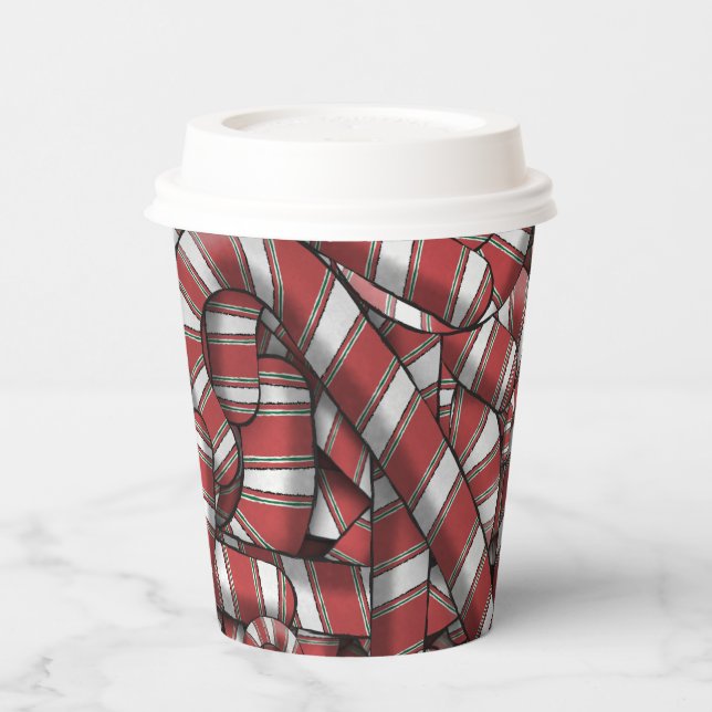 Vasos De Papel Twided Red Striped Abstract Candy Canes (Izquierda)