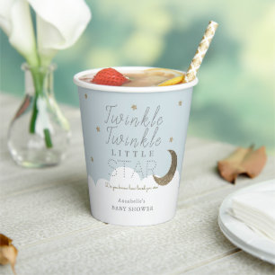 Vasos De Papel Twinkle Little Star Blue Baby Shower Cups de papel