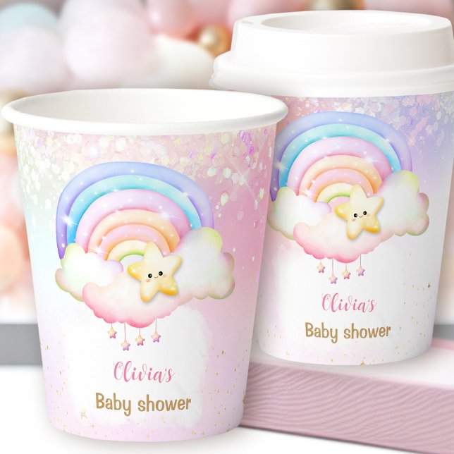 Vasos De Papel Twinkle Little Star Rainbow Baby Shower (Twinkle Little Star Rainbow Baby Shower Paper Cups)