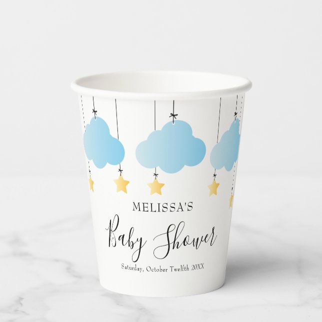 Vasos De Papel Twinkle Twinkle Little Star Blue Boy Baby Shower (Reverso )