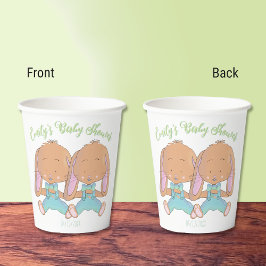 Vasos De Papel Twins Bunnies Spring Baby Shower White Paper cup