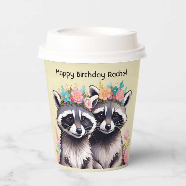 Vasos De Papel Two Adorable Racoons In Flower Crowns (Anverso)