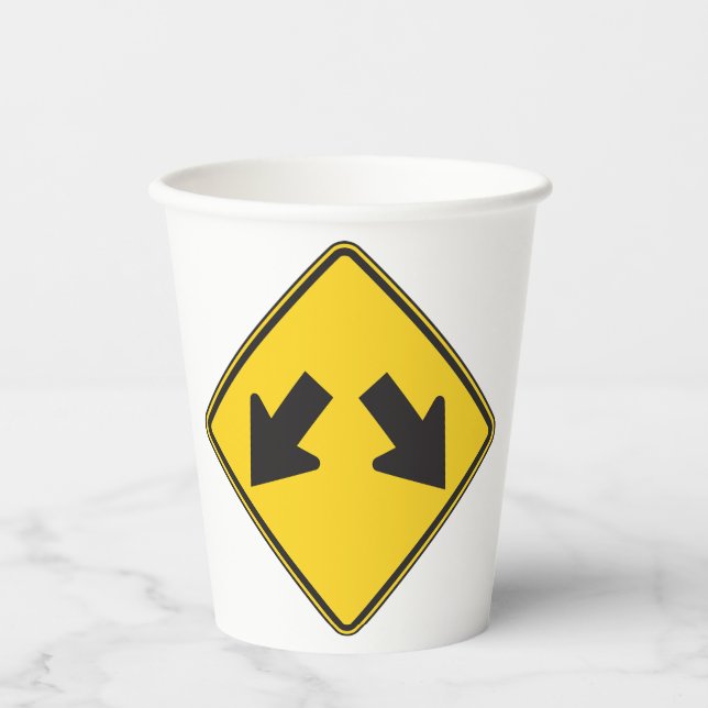 Vasos De Papel Two Downward Arrows Warning Road Sign (Anverso)