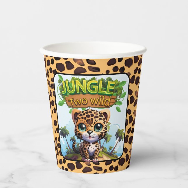 Vasos De Papel TWO WILD Leopard Spotted Cat Wildlife Animal 🐆 (Anverso)