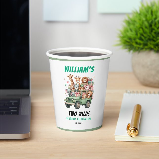 Vasos De Papel Two Wild Safari Animal 2nd Birthday Party (in situ)