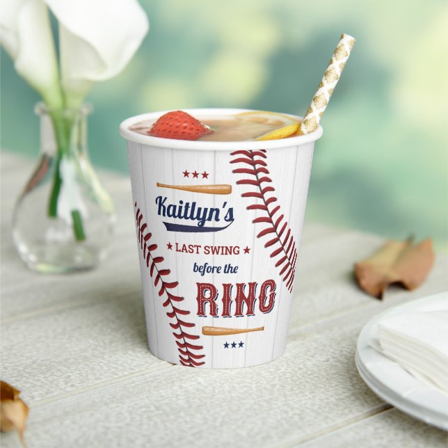 Vasos De Papel ¡Última Swing Antes Del Anillo! Béisbol Bridal Sho (in situ)