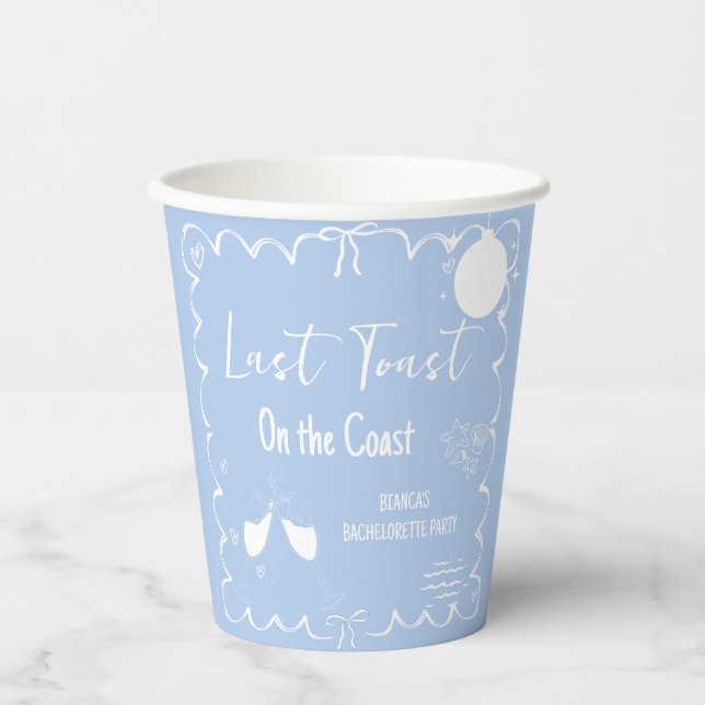 Vasos De Papel Última tostada en la Costa Bachelorette Fiesta de  (Anverso)