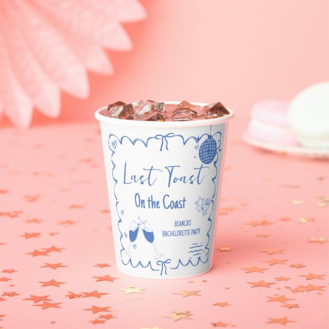 Vasos De Papel Última tostada en la Costa Bachelorette Fiesta de  (in situ)