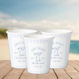 Vasos De Papel Última tostada en la soltera de la playa costera