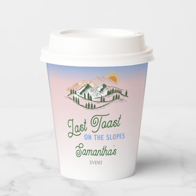 Vasos De Papel Último brindis en la pendiente de esquí de inviern (Anverso)