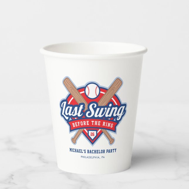 Vasos De Papel Último swing antes de la boda de béisbol para solt (Anverso)