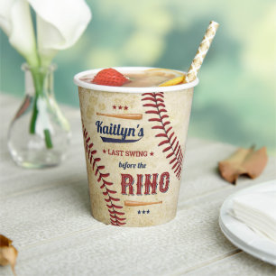 Vasos De Papel ¡Último swing antes del anillo! Soltera de béisbol