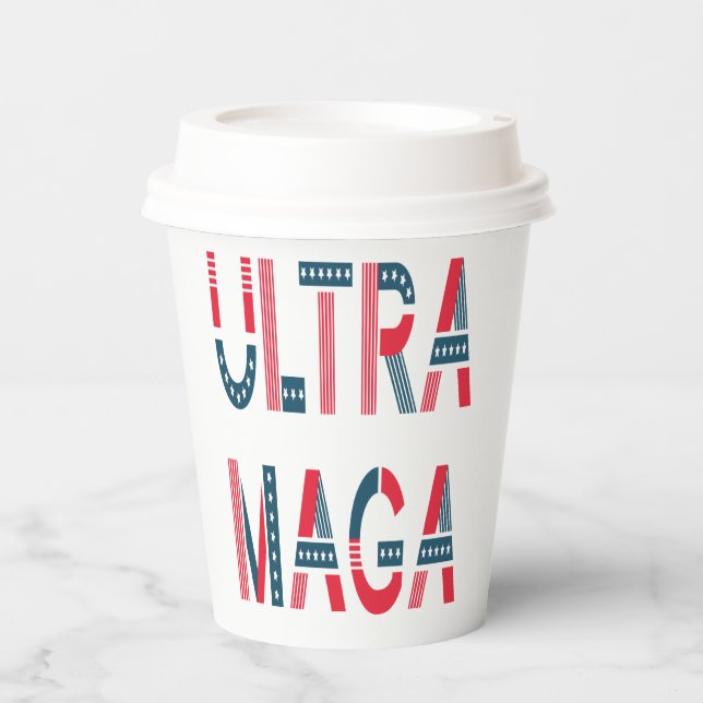 Vasos De Papel Ultra MAGA Trump Patriótico Republicano Conservado (Anverso)