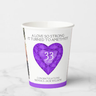 Vasos De Papel Un amor tan fuerte de 33 años ametista boda morado