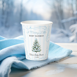 Vasos De Papel Un arbolito de Navidad azul para baby shower alegr