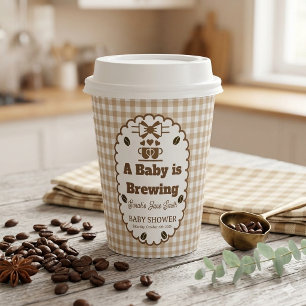 Vasos De Papel Un bebé está preparando café a cuadros género neut