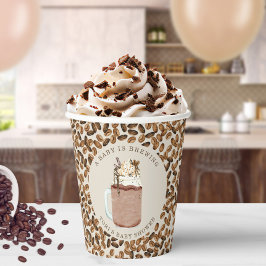 Vasos De Papel Un bebé está preparando café helado y Baby Shower 