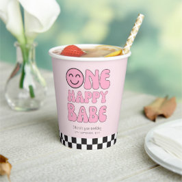 Vasos De Papel Un bebé feliz cara feliz rosa